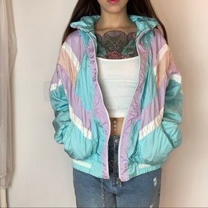 Vintage pastel colorblock windbreaker jacket